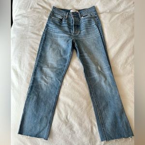 Denim Forum Arlo High Rise Straight Blue Jeans